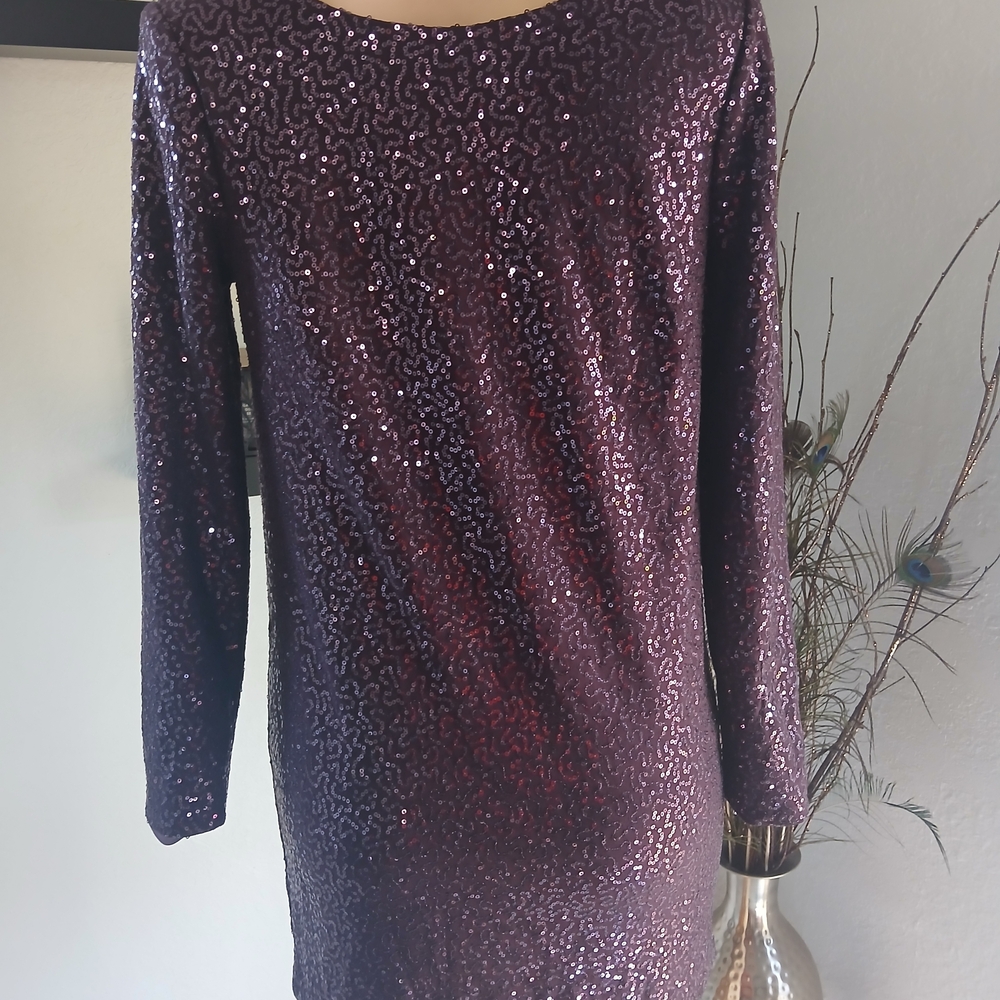 Tibi New York Purple Sequin Cocktail Dress | Long Sleeve Party Mini Dress - Picture 11 of 13